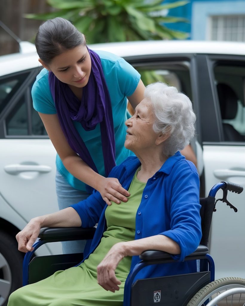 young-woman-helping-disabled-grandmother-wheelchr-get-into-car-outdoors (Large)